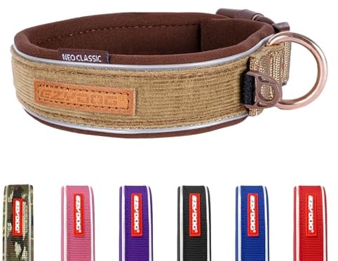 EzyDog Classic Neo Dog Collar - Reflective X-Large Dog Collar with Quick Release Buckle, For Small, Medium & Large Dogs - Supreme Comfort with Soft & Strong Nylon Webbing - Corduroy
