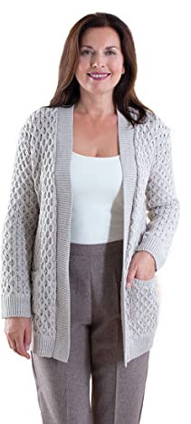 Fashion Friendly Cable Knit Cardigan Grey 2 Extra Large