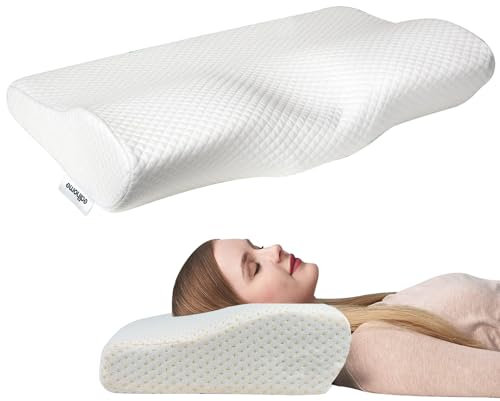 Edihome, Cuscino Cervicale, Memory Foam, 50 x 30 x 10 cm, Viscoelastico, con Doppia Fodera in Cotone, Ipoallergenico