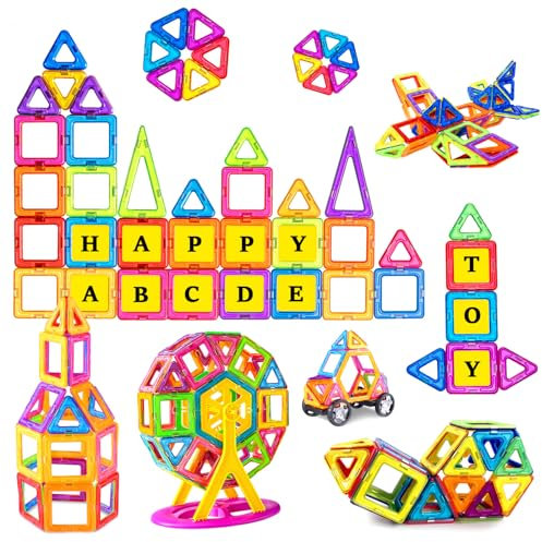 Jokooan Magnetische Bausteine,92pcs Magnetische Blöcke Set STEM Magnetbausteine Magnetische Konstruktionsspielzeug, Magnet Montessori Spielzeug Lernspiele Geschenke für Kinder