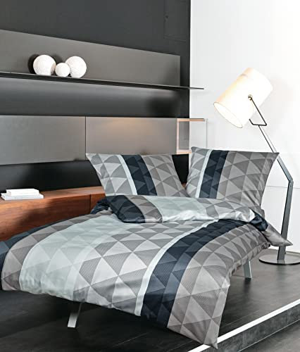 Janine Mako-Satin-Bettwäsche Moments 155x220 + 80x80 cm Silber-Taupe