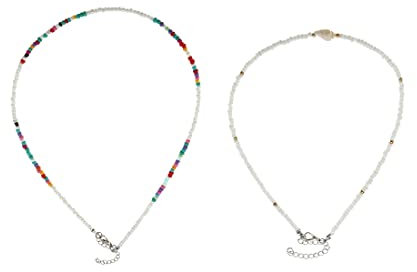 MenYiYDS Boho Double Layered Beads Choker Halskette Bunte Perlenketten Strand Conch Choker Schmuck für Frauen und Mädchen