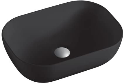 Lavabo Sobre Encimera Cerámico | Negro Mate | Lavadero Baño Cerámico Sobremesa | Lavamanos Baño para Encimera Rectangular de 45,5cm x 33cm