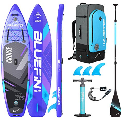 Bluefin Cruise 10'8 Aufpumpbares Paddleboard| SUP-Board für Erwachsene| Bluefin Cruise 10'8 SUP| Tragbar & Reisesicher | Paddleboard-Paket| Inklusive Paddleboard-Zubehör