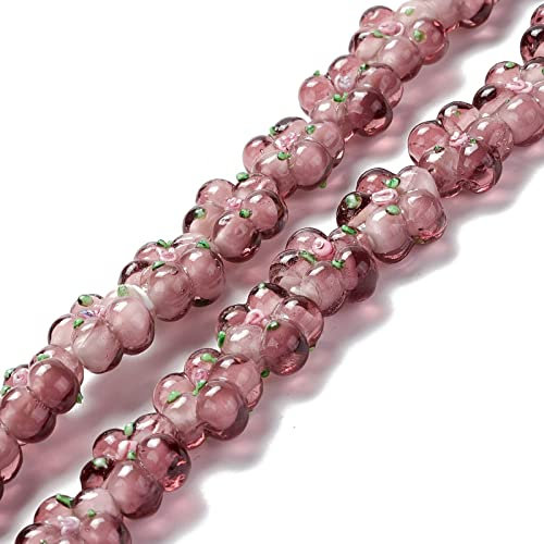 Crafans 28 Stück Blumen-Lampwork-Perlen, 5 Blütenblätter, kleine Blumen, Lampwork, Glasperlen für DIY, Armband, Halskette, Abstandshalter, Perlen, handgefertigte Schmuckherstellung (rosiges braun)