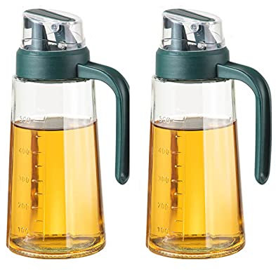 Giorno di casa Ölflasche Glasflaschen 630ml, Essig und ölspender Glasflasche mit großer Kapazität Großer Oliven ölspender mit klarer skala(2 Pack)