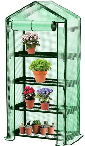 KESSER® Premium Foliengewächshaus Gewächshaus mit 4 Etagen - 69 x 50 x 158 cm Treibhaus mit 4 Regalen - Platzsparend, Hochwertiges Anzuchthaus Garten Balkon Stabil & Einfach zu Montieren