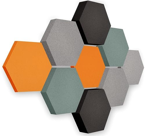 platino24 Akustikpaneele 9 Elemente Edition LOFT 3D I Ø 300mm Akustikplatten Schalldämmung Wand & Decke I Akustikschaum Schall-Absorber aus Basotect 30-70mm mit farbiger Akustikbeschichtung