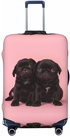 ASEELO Süßer schwarzer Mops-Koffer-Abdeckung, Reisegepäck-Abdeckung, Koffer-Schutz, passend für 45,7 - 81,3 cm Gepäck, Schwarz, X-Large