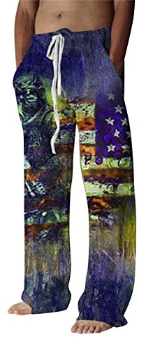 Générique Mens Independence Day Four Seasons Chouxiangma Digital 3D Imprimé Cordon Ceinture Pantalon Décontracté Pantalon Coffret Homme Cadeau