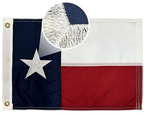 AMZFLAG Drapeau de bateau du Texas 30,5 x 45,7 cm, fabriqué aux États-Unis, petit drapeau du Texas brodé des deux côtés avec 2 œillets en laiton, drapeau TX State of Texas pour bateau