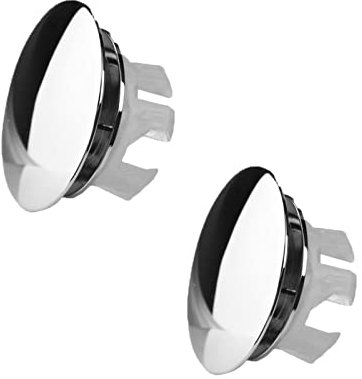 Couvercle de trop-plein en acier inoxydable Carreuty pour lavabo de 22 à 24 mm - Lot de 2 couvercles de trop-plein en acier inoxydable et plastique argenté