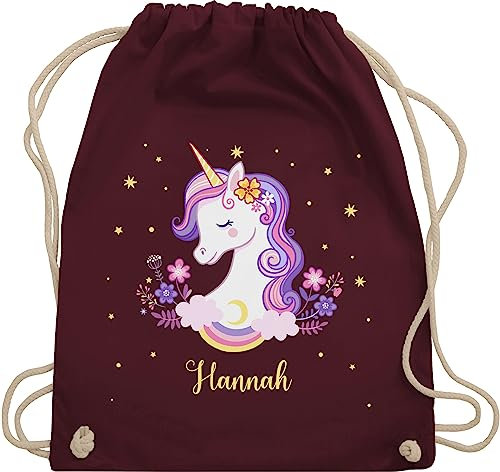 Turnbeutel Rucksack - Einhorn Geschenk Einhörner I Unicorn - Unisize - Bordeauxrot - personalisierte geschenke mädchen einhornrucksack unicorns with beutel wechselbeutel kita kinderturnbeutel