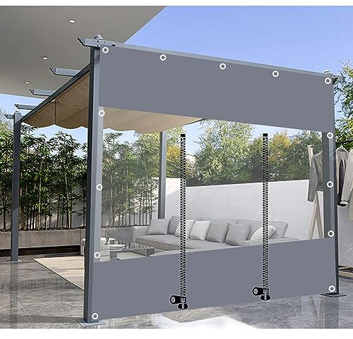 Außen Durchsichtige Plane Vorhange, 0,3mm Schwerlast wasserdichte Plane Mit Ösen, Pergola Pavillon Terrasse Carport Plane Seitenwände, Transparente Plane Abdeckung,LxH-3.2x2.2m/10.5 * 7.2ft