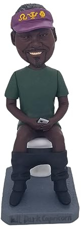 mydedor Wackelkopf-Figur, Mann mit dunkler Haut, der auf der Toilette sitzt, lebensechte Figur, personalisierte Figur für Auto, Armaturenbrett, Sammelpuppe für Mann, Freund, Chef