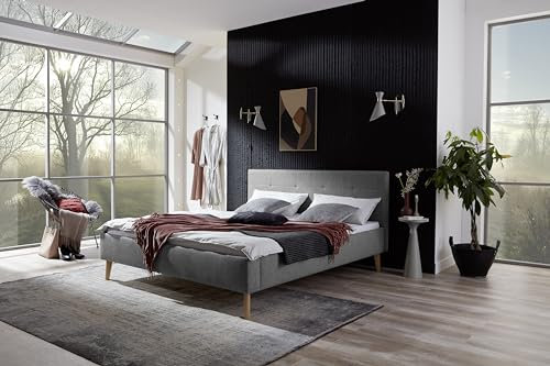 Polsterbett Jazz 180 x 200 cm mit Kopfteil gesteppt & Stoffbezug Stelar - Bett, Jugendbett, Bettgestell, Doppelbett – grau
