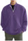 KONG JIMFAN Sweatjacke Herren Frühling Herbst Pullover Lange Ärmel Stern-Hoodie Herren Sweatshirts Männer Langarm Herren Schalkragen Pullover Waffle Pullover T-Shirt(5-Purple,L)