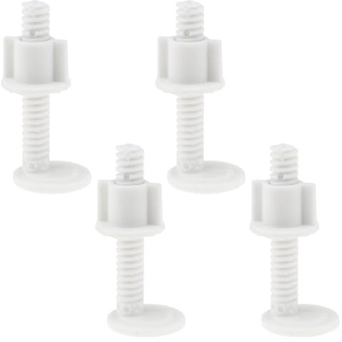LT Easiyl Kit di 4 paia di viti di riparazione per sedile WC, viti in plastica per copriwater e cerniere per copriwater bianco, montaggio di riparazione per sedile WC, diametro filettatura 10 mm,