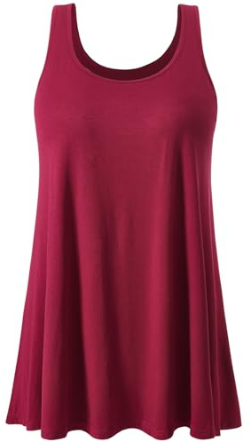 Vislivin Tank Tops for Women Built in Bra Vest Top Pleated Loose Fit Bra Camisole Casual Flowy S-XXXXL Wine Red-XL