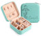 MeMeDIY Personalisierte Schmuckschatulle mit Namen/Blume Individuelles Leder Reise-Schmuckkästchen Schmuck-Organizer-Box Hochzeit Brautjungfer Geschenke für Frauen und Mütter D1-Blau