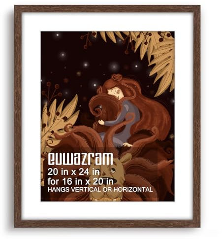 euwazram Bilderrahmen 50,8 x 61 cm – Einzelrahmen, rustikaler Walnussholz, Massivholz, 50,8 x 61 cm, mattiert auf 40,6 x 50,8 cm oder 20 x 24 cm Bilderrahmen ohne Matten für Kunstwerke, Puzzles, Fotos