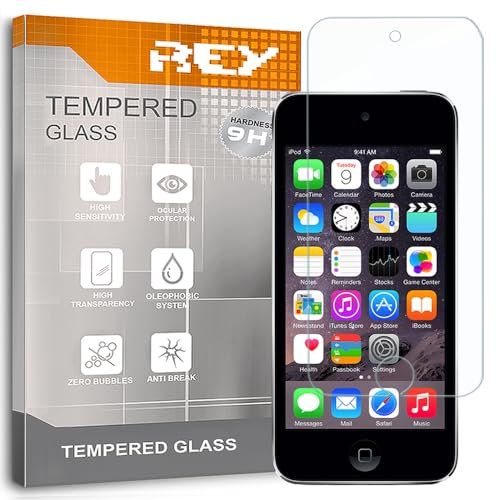 REY Pack 2X Pellicola salvaschermo per iPod Touch 5-6 y iPod 7 2019, Vetro temperato, di qualità Premium
