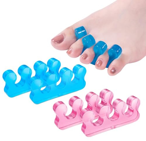 4Pcs Toe Spacers, Gel Toe Separators for Nail Varnish, Straighteners and Correctors for Pedicure Manicure Nail Art, Overlapping Toes, Bunions, Hammer Toe, Foot Pain Relief (blue+pink)