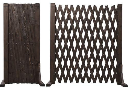 Baoz Lot de 2 clôtures de jardin extensibles en bois - Clôture instantanée et rétractable pour maison, cour, terrasse, jardin