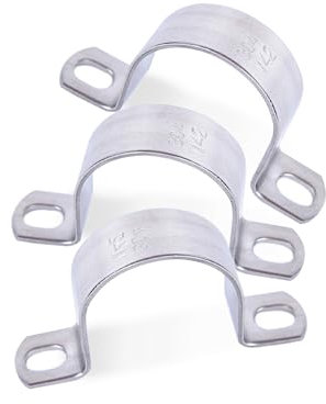 10 Pcs Pipe Clips Heavy Duty Rigid U Shaped Brackets Two Hole Metal Brackets 304 Stainless Steel Pipe Clamp for Pipe Fixing on Various Surfaces