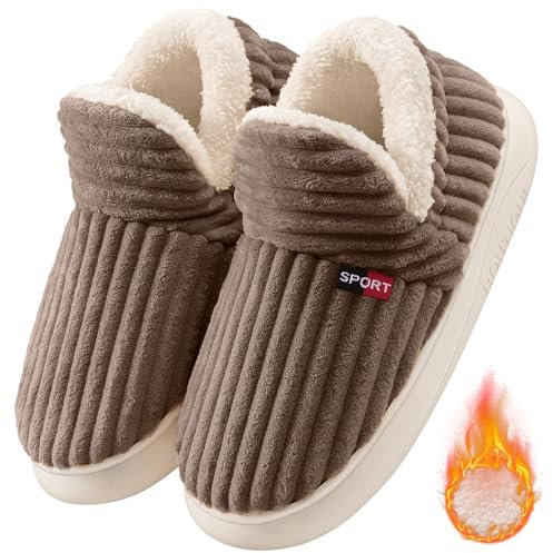CMTOP Chaussons Femme Hiver Chaud Pantoufles en Peluche Douces et Confortables Bottes Fourrées de Polaire avec Dos Fermé Chausson Sherpa Antidérapants pour L'intérieur et L'extérieur D'hiver