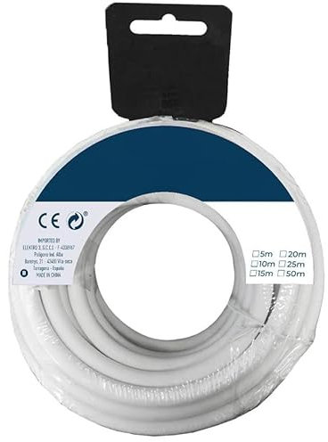 Eden pulse Carrete de manguera tubular H05VV-F 3G 2,50 mm² blanca, 25 m, ideal para conexiones eléctricas y uso doméstico.