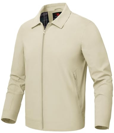 Rdruko Vestes d'été pour hommes légères élégantes décontractées Veste bomber légère Vestes d'extérieur fines coupe-vent avec poches zippées, beige, L
