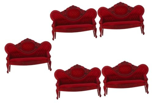 Abaodam 5st Puppenhausmöbel Puppenhaus Couch Spielzeug Vintage Puppenstuhl Modell Eines Miniatur-sessels Puppenstubencouch 1 Sofa Im Maßstab 12 Miniatur-puppenhausstuhl Liegen Rot Schiene