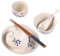 Garneck Japanese Ceramics Tableware Set 6pc Dinnerware Set Boho Plates Bowls Safe for Single Use