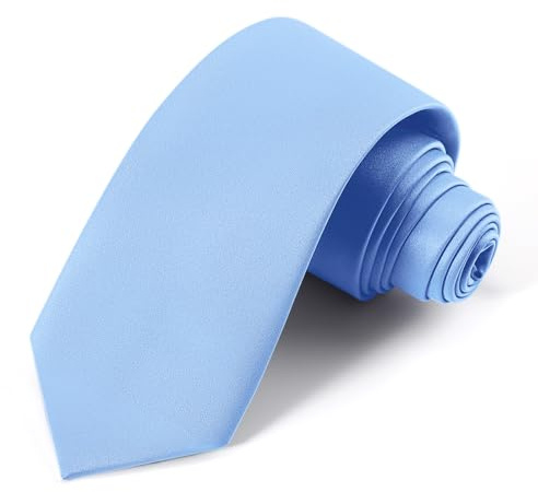 UETLRO Schwarze Krawatten für Herren, einfarbig, einfarbig, formelle Krawatte, 8 cm, Geschenkbox, Hell, blau, Medium