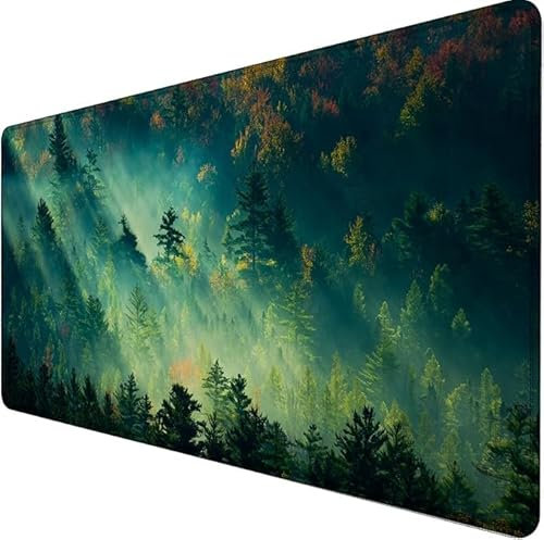 Gaming Mauspad XXL 1200 x 600 mm Morgenglanzwald Mousepad Groß Vernähte Kanten Wasserdicht Anti-Rutsch für PC, MacBook, Laptop Verbessert Präzision und Geschwindigkeit