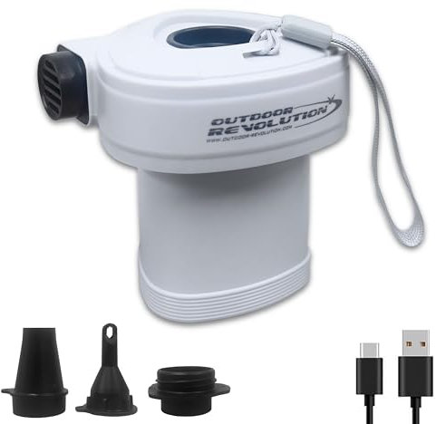 Outdoor Revolution Cyclone Valve Pump for Self Inflating Mattress - USB Rechargeable - Inflation/Deflation Setting - for Air Beds, Swimming Pools, Inflatables & Vacuum Storage Bags