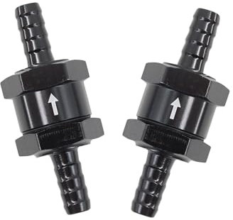 PDETVEO Kraftstoff-Rückschlagventil aus Aluminiumlegierung, Rückschlagventil für Kraftstoffleitung, Öl, Benzin, Diesel, Benzin, Wasser, Schwarz, 2 Stück