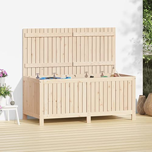 prissent Gartentruhe Braun 147x68x64 cm Gartentruhe Holz Gartentruhe Sitzbank Storage Boxes Sitzbank Outdoor Gartenbox Holz Auflagenbox Holz Sitztruhe Gartenbox Groß Massivholz Kiefer