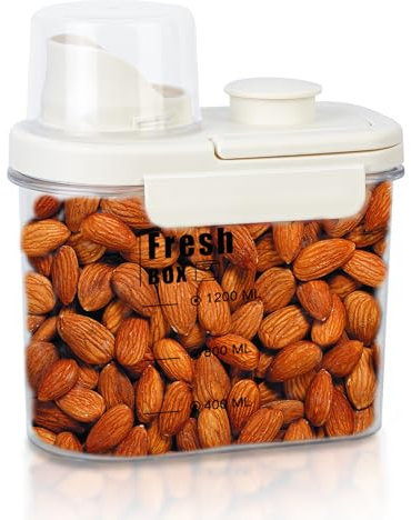 Vorratsdosen Set mit Deckel Luftdicht, Vorratsbehälter Küchen Aufbewahrung Organizer Spender für Trockenen Lebensmittel Schüttdose Müsli Getreide Mehl (1er Set x 1.6L - Creme Weiß)