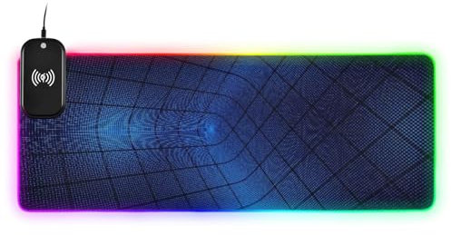 Blaues und schwarzes Design, Sense-Technologie, Sense-Linien, kabelloses Laden, leuchtendes riesiges Tier-Pad, Gaming-Mauspad, wasserdicht, für Schreibtisch, 80 x 30 cm