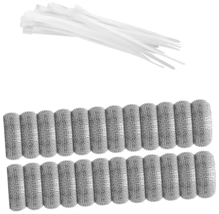 Homoyoyo Filtre à Mailles en Acier Inoxydable Antirouille pour Machine à Laver, Lot de 24 Pièces avec 24 Attaches Câble, Capture Peluches et Collecte Saletés, Accessoires Ménagers