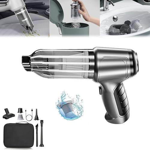 ZDOUXUAN Hucali Portable Vacuum, Handheld Vacuum, Car Vacuum Cleaner, Wireless Handheld Car Vacuum Cleaner, 12000pa High Power, 4 In 1 Air Duster and Vacuum Cleaner for Car Home Office(B)