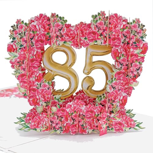 Favour Pop Up® - 3D Glückwunschkarte zum runden 85. Geburtstag mit Cover in Goldfarbe, ideal auch für Geldgeschenk oder Gutschein. TG085