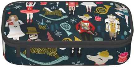 Yiyilong Grande capacité pour femme Motif Casse-noisette Ballet Danse de Noël Trousse de rangement pour fournitures de bureau, cosmétiques, articles de toilette, Noir , Taille unique, Art Déco