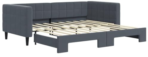 vidaXL Tagesbett Ausziehbar Dunkelgrau 90x190 cm Samt