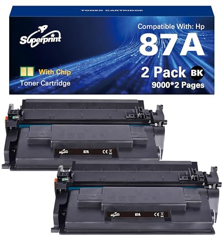 Superprint 87A Tonerkartusche Schwarz (Mit-chip) Kompatibel für HP Laserjet Pro M501dn Enterprise MFP M506dn M506n M506x M527dn M527f Flow MFP M527z 87A 87X CF287A CF287X Toner (Norm 2×9000 Seiten)