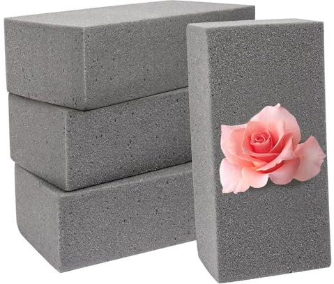 4Pcs Dry Floral Foam Blocks for Flower Arrangement, 23 x 7 x 10.5cm Premium Florist Foam Blocks for Artificial & Fresh Flower Arranging, Flowers Foams for Wedding Birthday Outdoor Display（Grey）