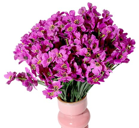 KyeeaDIY Kunstpflanzen Veilchen Set 18 Stück ，Realistische Zimmerpflanzen für Tischdekoration künstliche Blume,Dauerhafte Blumen als Hauptdekoration Innen/Außen Modell (Lila)