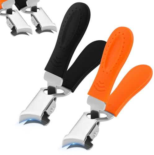 LOPHE 2PCS Slanted Nail Clippers, 2025 New Thick Toenail Angled Nail Clippers, Wide Mouth Splash Proof Arc Shape Suitable for Thick Nails, Fingernails and Toenails, Suitable for Men and Women